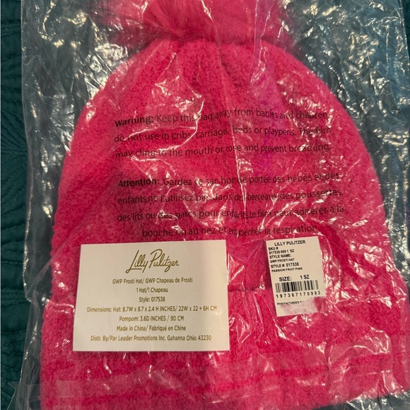 Lilly Pulitzer Passion Fruit Pink Frosti Hat with Fluffy Pom - Picture 3 of 5